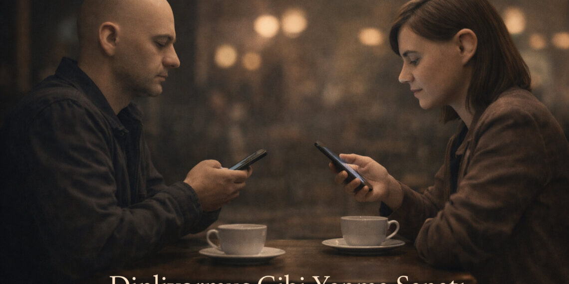 dinliyormuş gibi yapma sanatı, telefona bakan iki kişi ve iletişim eksikliği