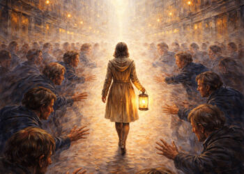 insanlar kötüleşirken iyi kalabilmek ve direnmek temalı sanatsal şehir sahnesi