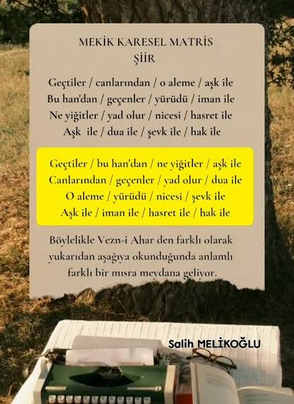 Melik Karesel Matris Şiir Modeli